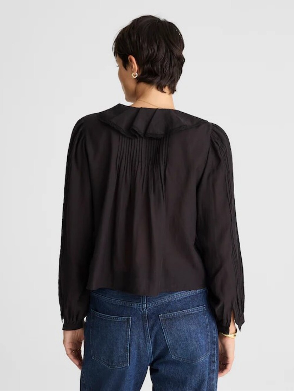 NWT Madewell Lace-Insert Ruffled Pintuck Long-Sleeve Top Size XL - Picture 9 of 9